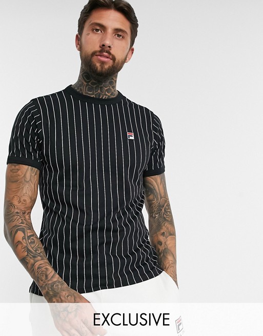Fila Guilo striped t-shirt in black exclusive at ASOS