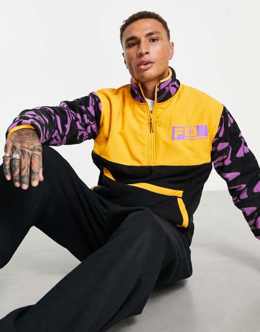 Fila half zip colour blocked fleece in purple ASOS