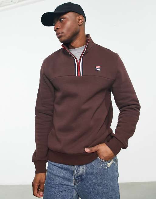 Fila half zip sweatshirt with logo in brown