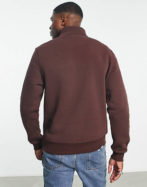 Fila half zip sweatshirt with logo in brown