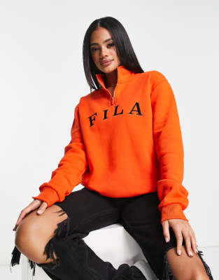 Fila Half Zip Varisty Fleece In Orange-red