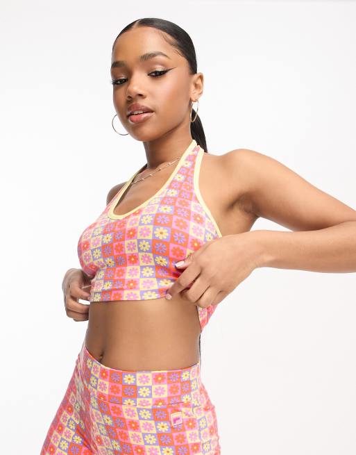 Fila halter top in flower check pattern | ASOS