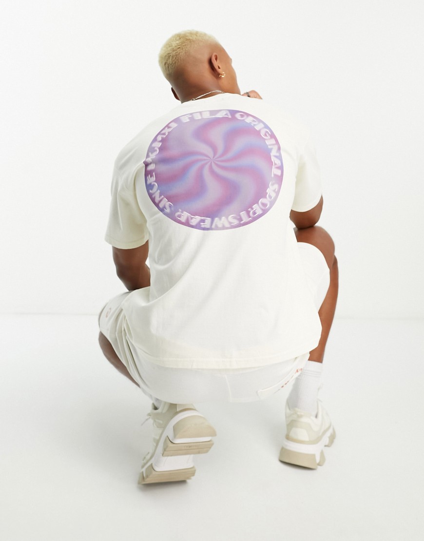 fila - haze - oversized t-shirt med print på ryggen i ecrufarve-hvid