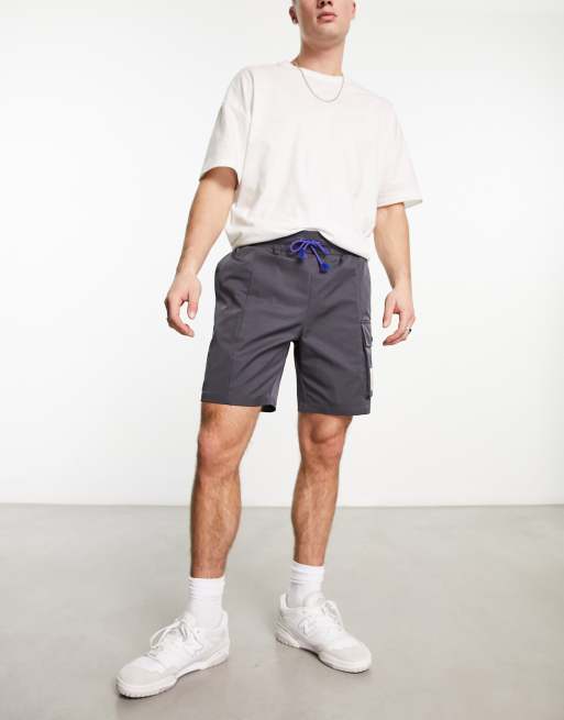 Buy Charcoal Grey Long Length Belted Cargo Shorts from Next Poland