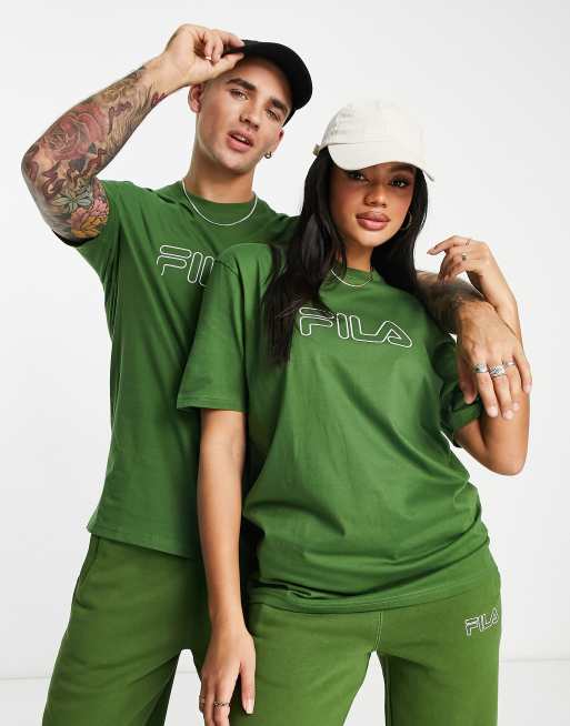 Fila Heritage Uniseks T shirt in groen ASOS
