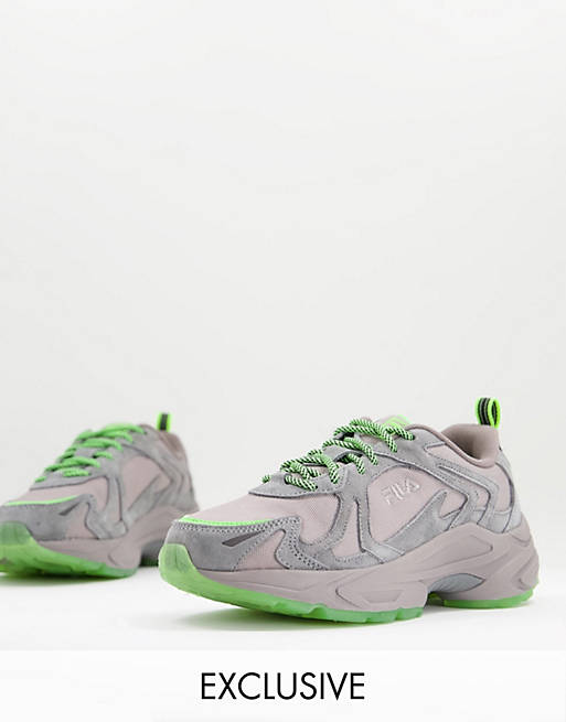 Fila Heroics trainers in grey and neon green