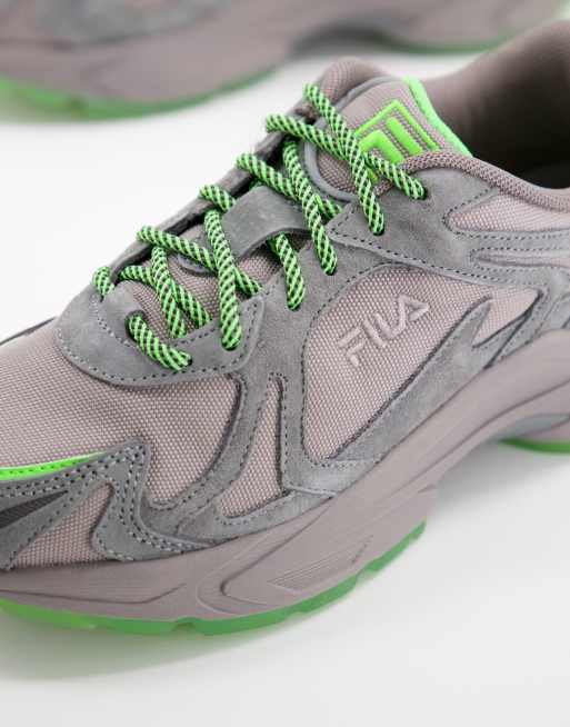 Neon green fila shoes on sale