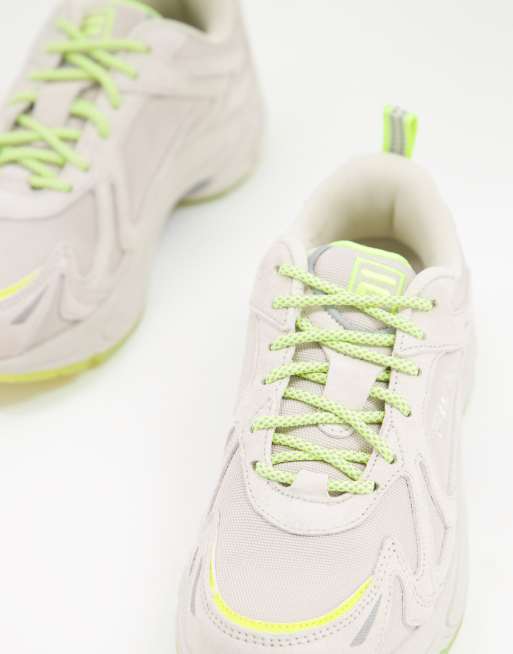 Fila Heroics trainers in off white and neon yellow