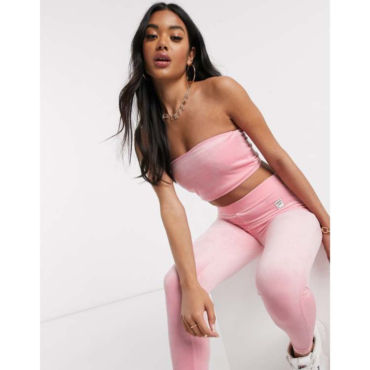 Fila high waist leggings with diamante back logo in velour co-ord