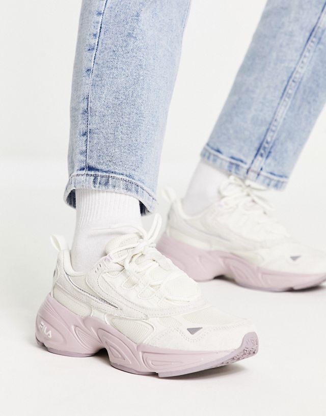 Fila hypercube sneakers in lilac & white