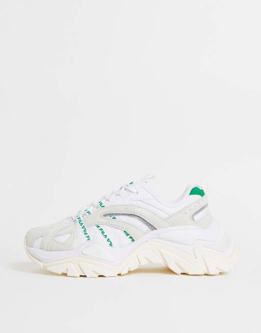 FILA) Fila New White/Green Lace-up Trainer in Green