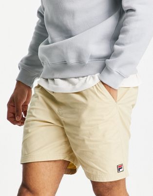 Fila jersey shorts with logo in tan