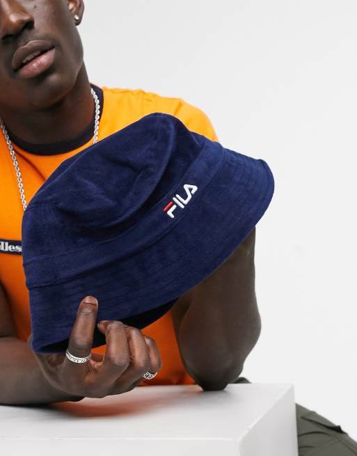 Fila karnee velour bucket hat in navy