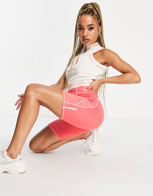 barbecue een Verkeersopstopping Fila - Korte legging met logopaneel in roze | ASOS