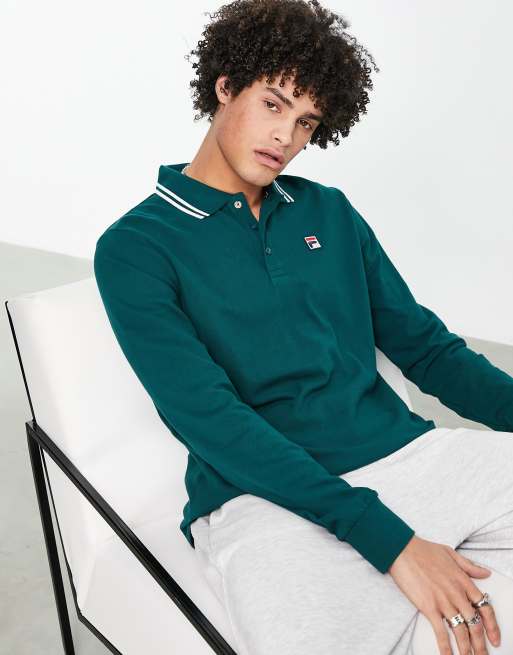 Fila – Langärmliges Polohemd in Grün mit Logo