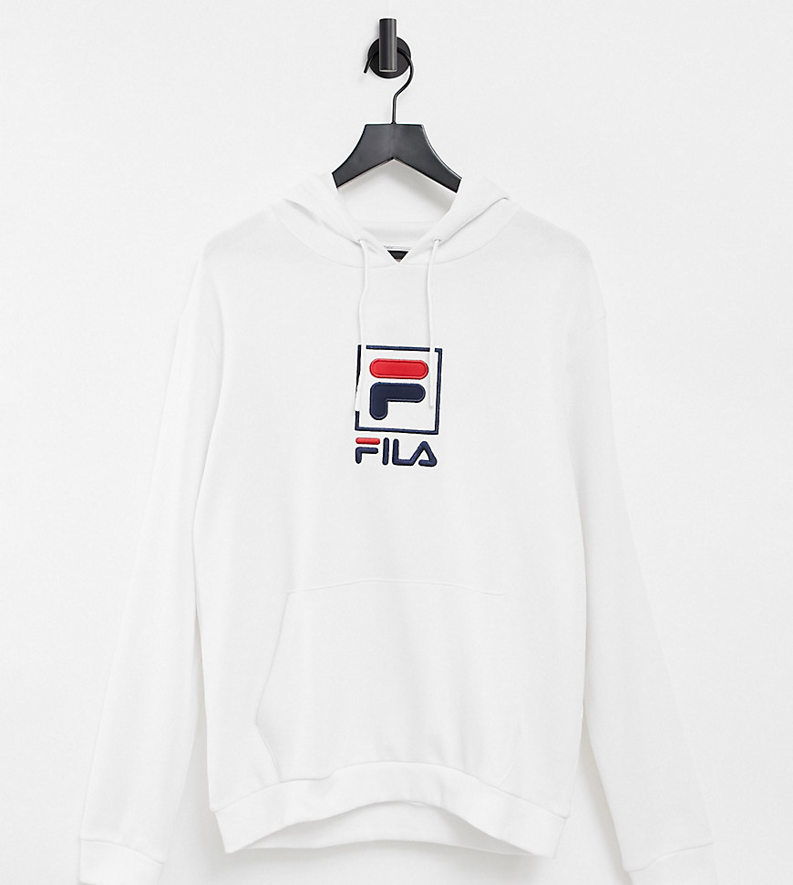 Fila large box logo hoodie in white exclusive to ASOS