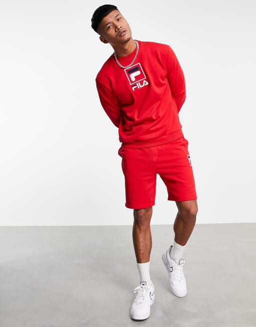 livstid Hurtigt last Fila large box logo sweatshirt in red exclusive to ASOS | ASOS