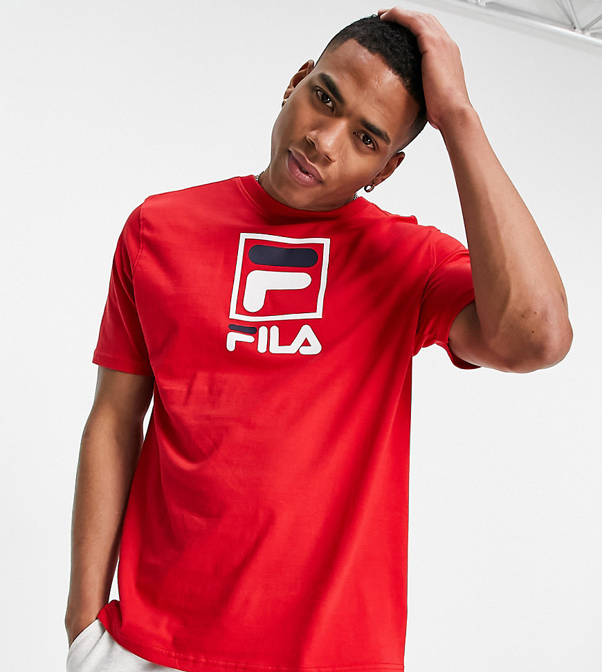 Fila large box logo t-shirt in red exclusive to ASOS