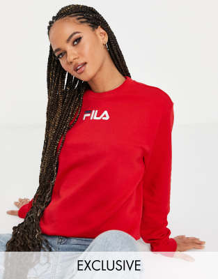 Fila large chest logo oversized sweatshirt in red exclusive to ASOS