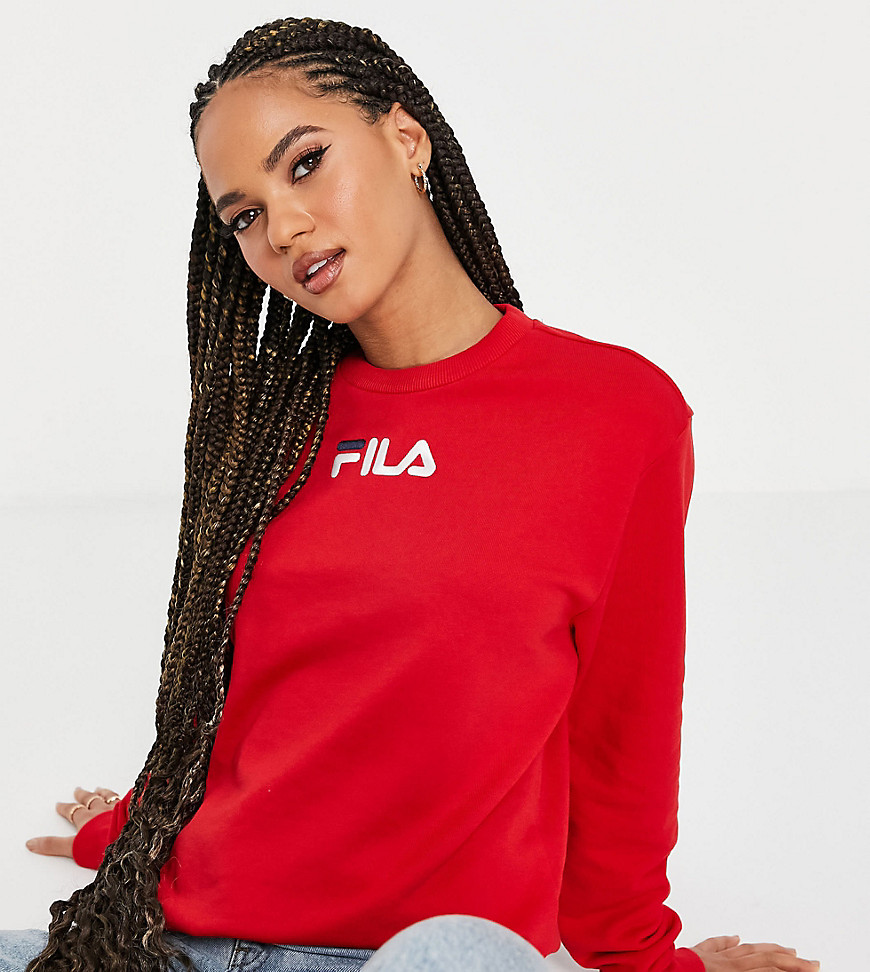 Fila large chest logo oversized sweatshirt in red exclusive to ASOS