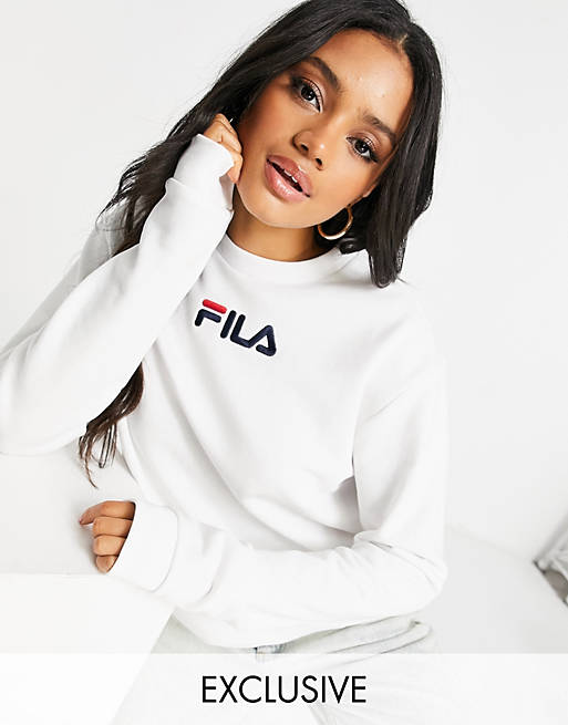 Fila large chest logo oversized sweatshirt in white exclusive to ASOS