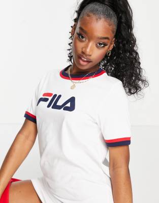 Fila large chest logo t-shirt dress in white Exclusive to ASOS