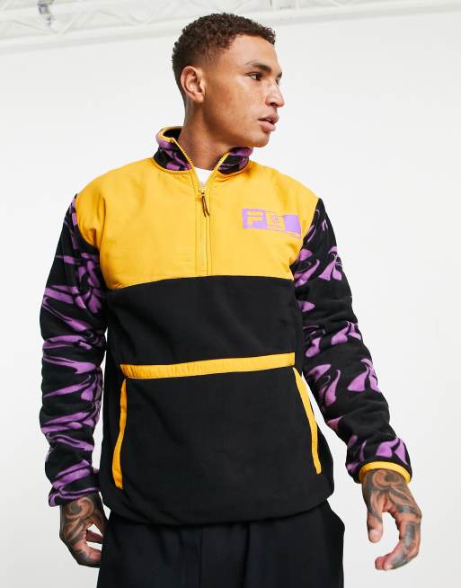 Fila - Lilla fleece med halv lynlås og farveblok-design, 4 af 4