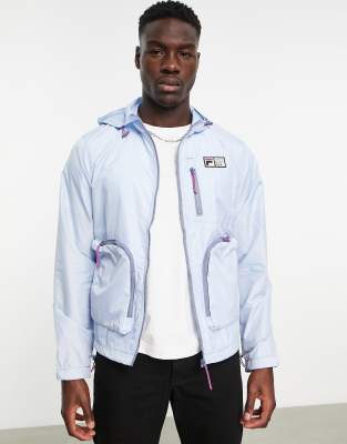 Fila Logo Jacket With Zip Pockets In Blue