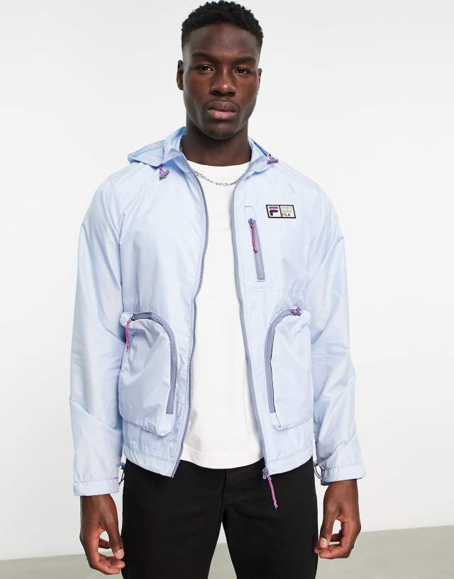 Fila logo jacket with zip pockets in blue