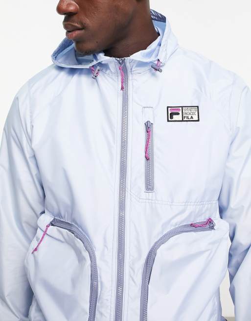 Fila logo jacket with zip pockets in blue | ASOS