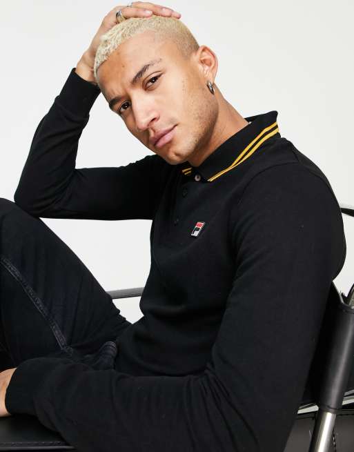 voordat naaimachine bitter Fila long sleeve polo with logo in black | ASOS