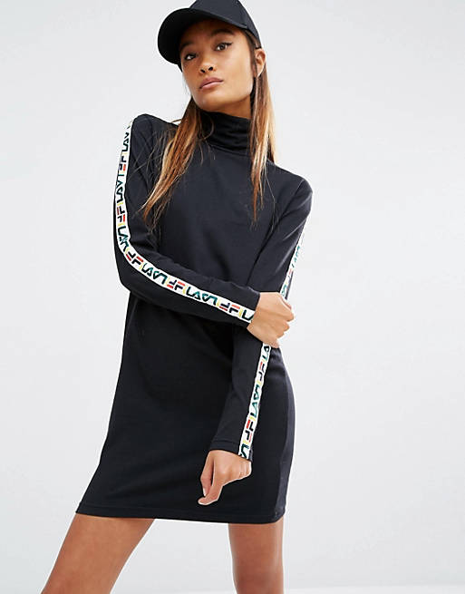 Fila Long Sleeved Dress With Roll Neck And Logo Tape Detail | ASOS