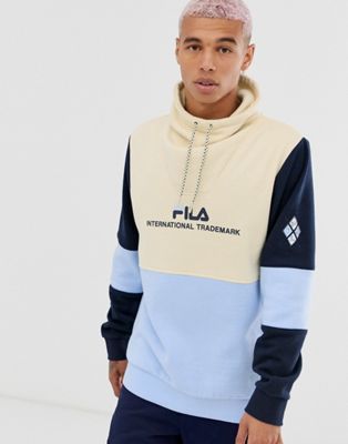 Fila – Marcello – Blockfärgad sweatshirt med ståkrage i blekt beige