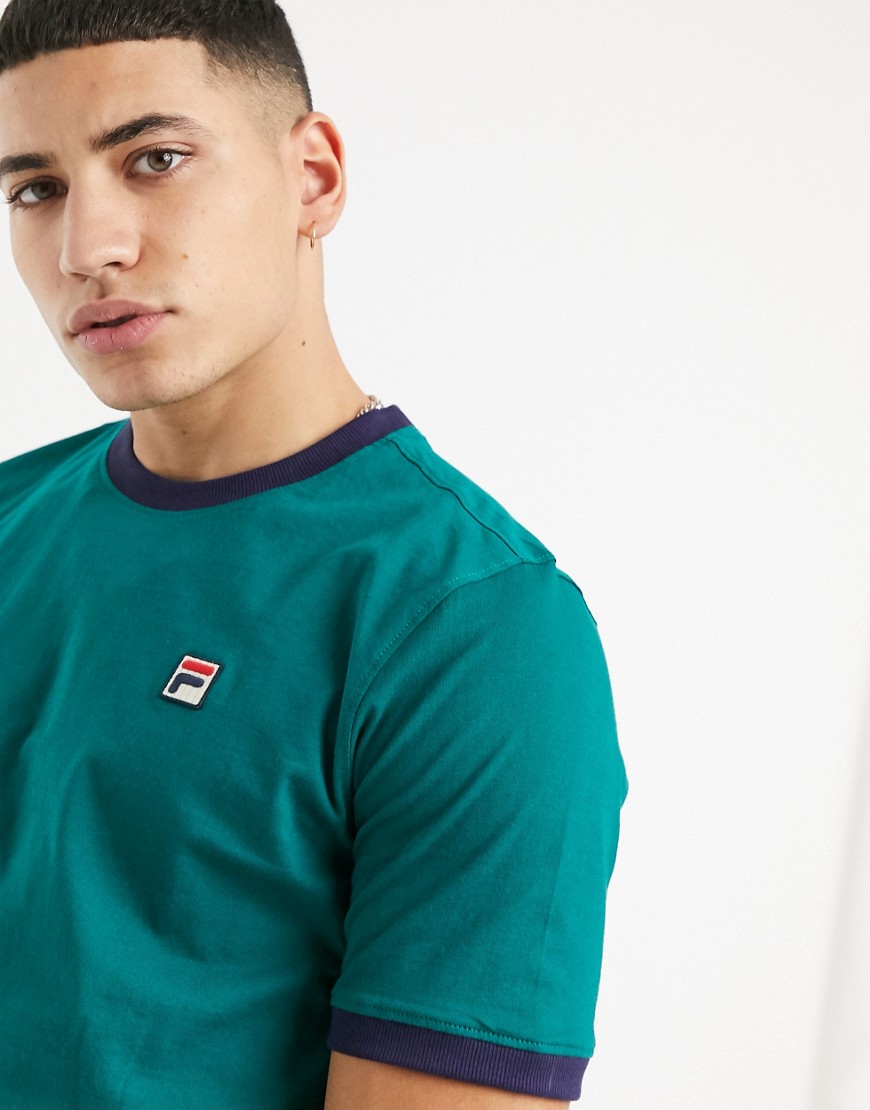 Fila – Marconi – Grön t-shirt med kontrastkant-Blå