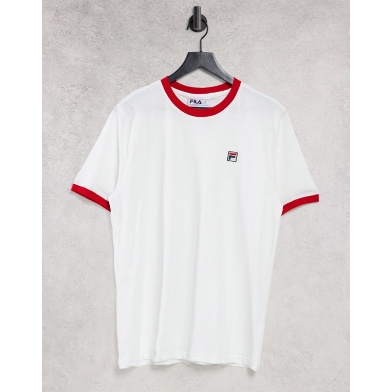 Fila - Marconi - T-shirt squadrata con logo e profili a contrasto, colore bianco