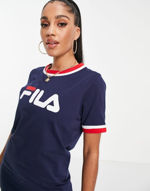Fila – Marinblå t-shirtklänning med stor logga framtill – Endast hos ASOS, 3 av 4