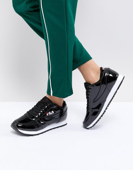 Fila Orbit Trainers In Black Patent ASOS