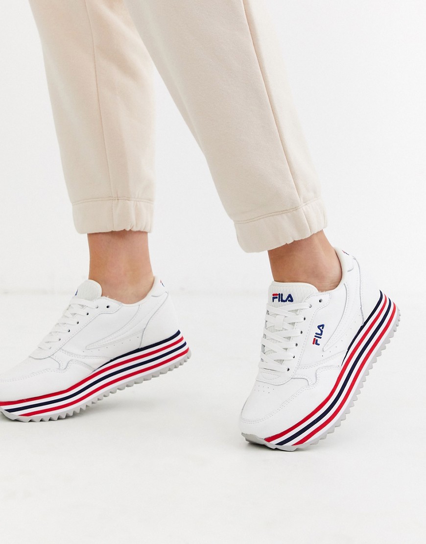 Fila - Orbit Zeppa - Sneakers a righe-Bianco