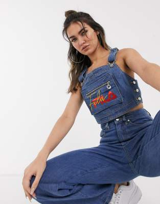 Denim overall best sale crop top