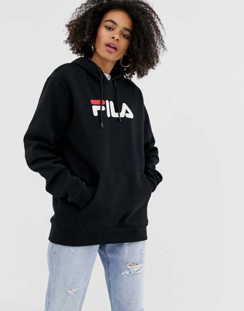 Fila – Oversize-Boyfriend-Kapuzenpullover mit Logo vorn