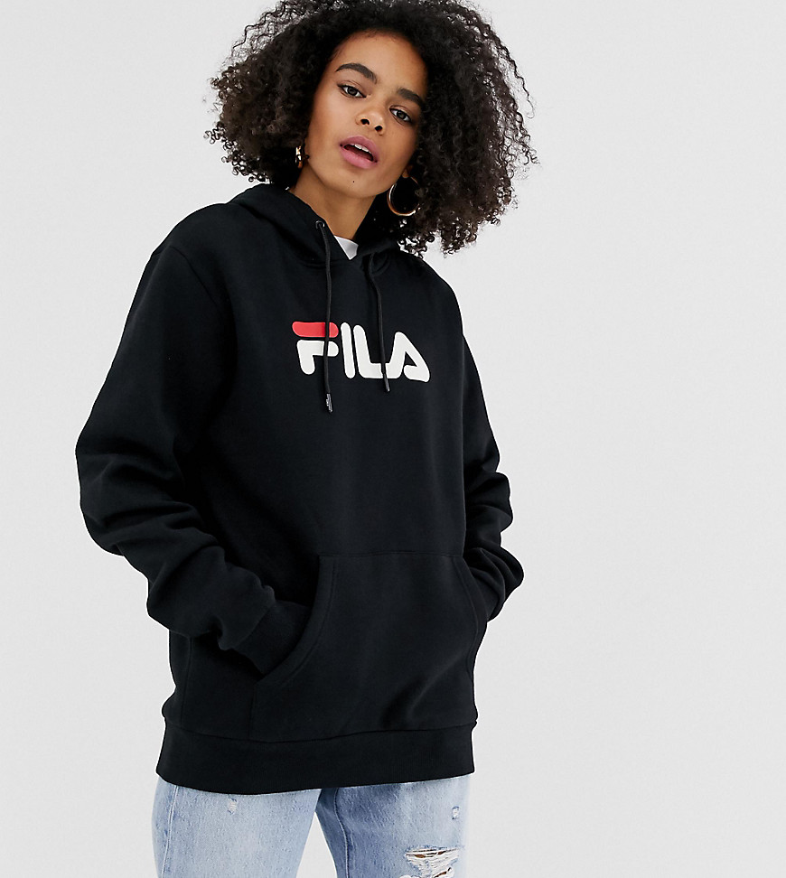 Fila - Oversized boyfriend-hoodie met logo aan de voorkant-Zwart