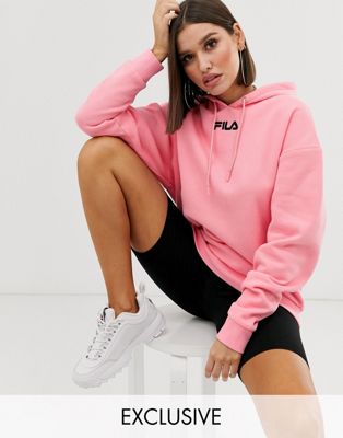 Fila - Oversized hoodie met geborduurd logo-Roze