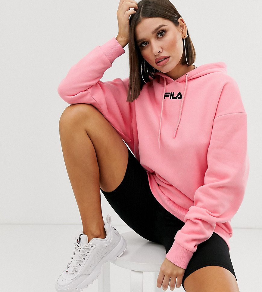 Fila oversized hoodie with logo embroidery-Pink