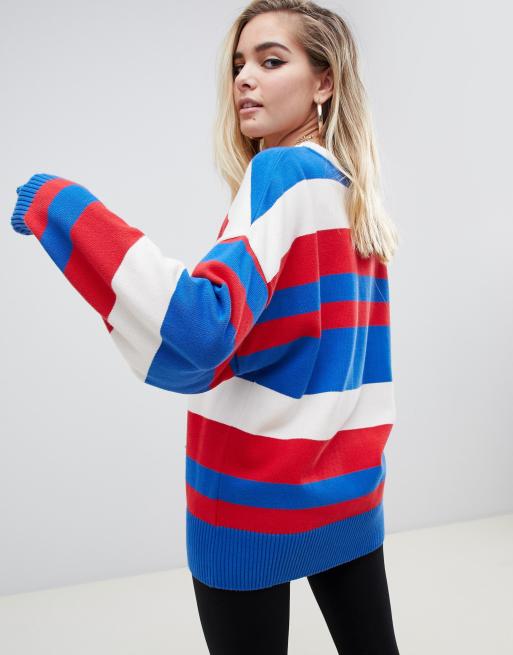 Fila oversized jumper with chest logo in stripe knit