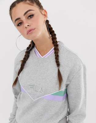 Fila oversized sweatshirt with front logo and neon piping co ord