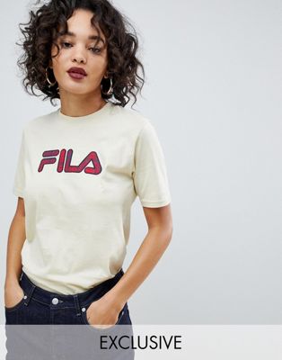 Fila - Oversized T-shirt met geruit logo op de voorkant-Wit