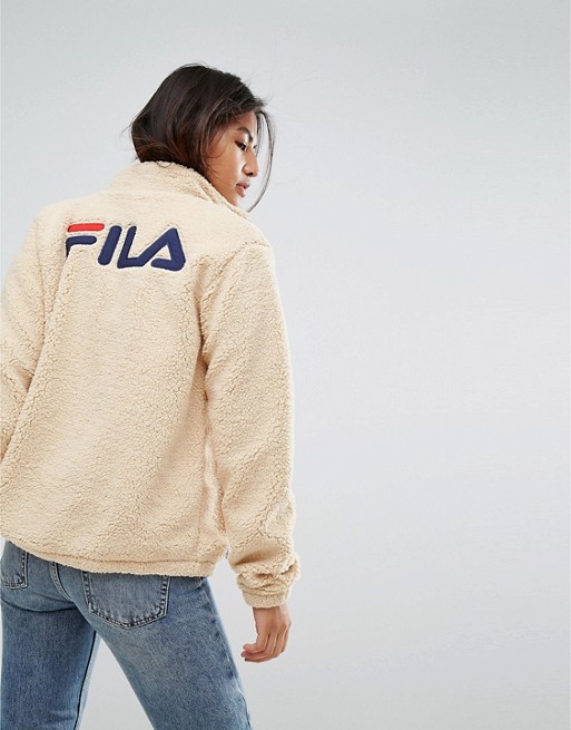 Fila | Fila Oversized Zip Through Sherpa Fleece Jacket With Back Logo