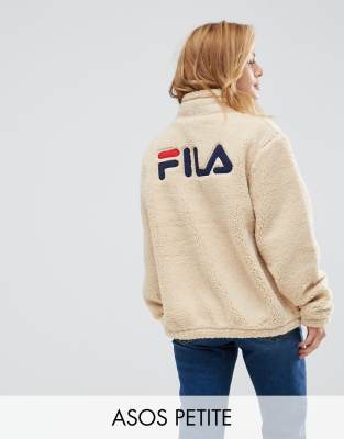 fila petite teddy bear jacket with pocket detail