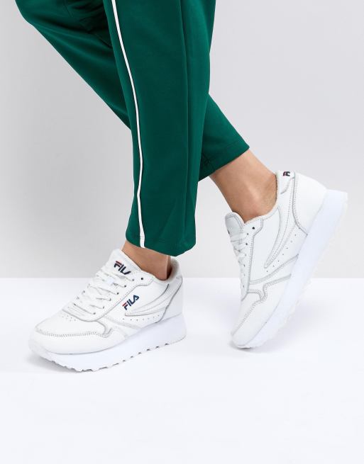 White fila 2024 platform sneakers