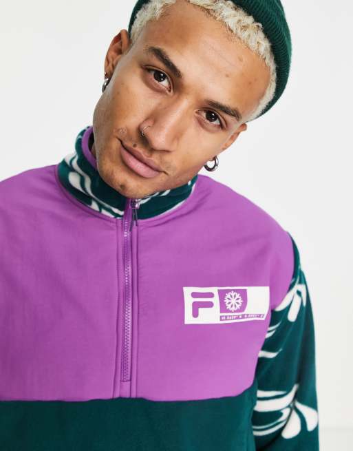 Fila - Polaire effet color block à demi-fermeture éclair - Vert, 3 de 4
